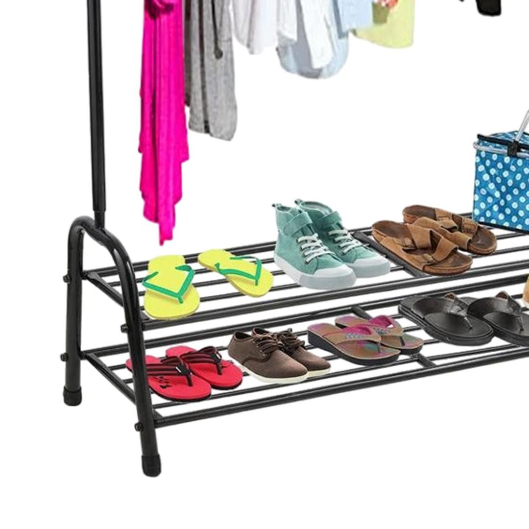 Iron suit hanger with shoes rack