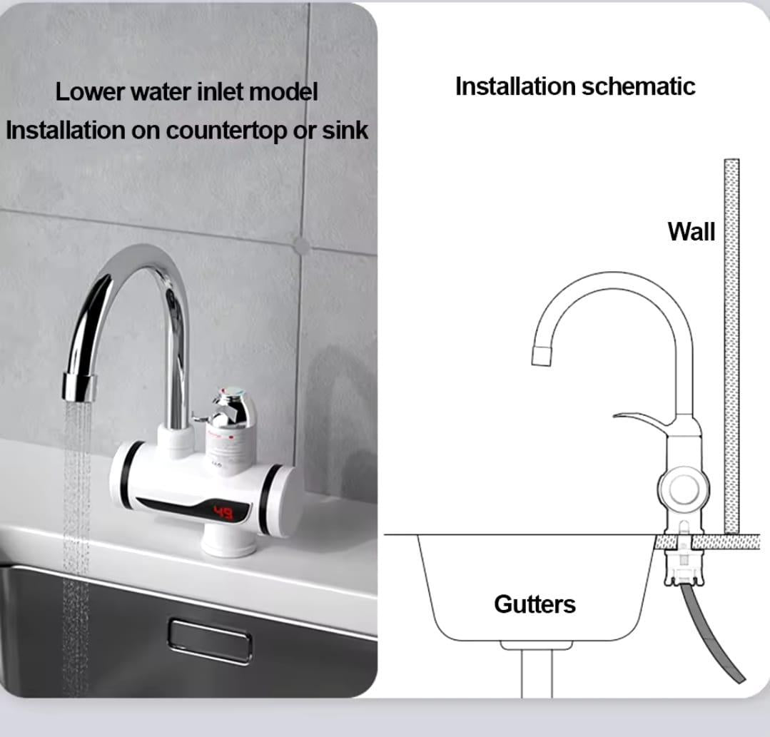 Water heating tap