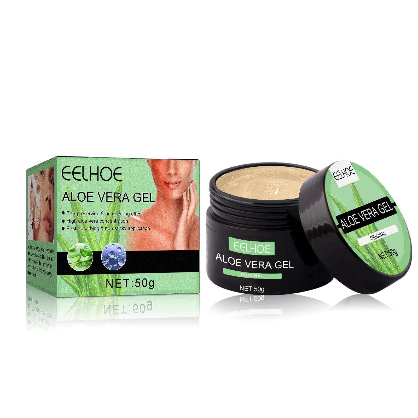 EELHOE Aloe Vera Gel Tanning Cream Summer Beach Bronzer Tanning Helper Skin Sunburn Repair Gel