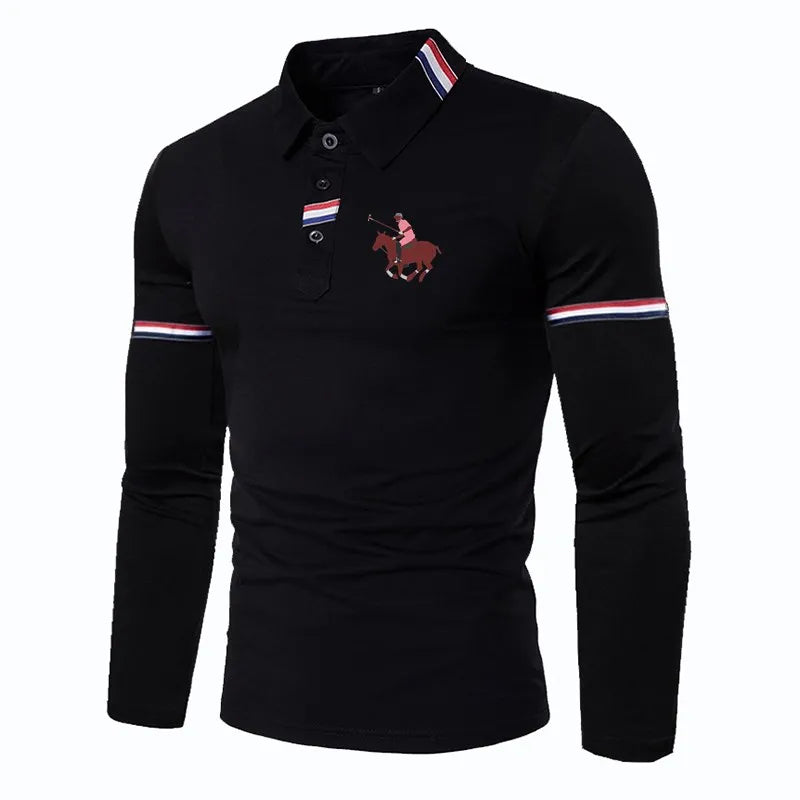 Men's Long Sleeve Polo Shirt Spring and Autumn Streetwear Casual Loose Fashion Men's Top